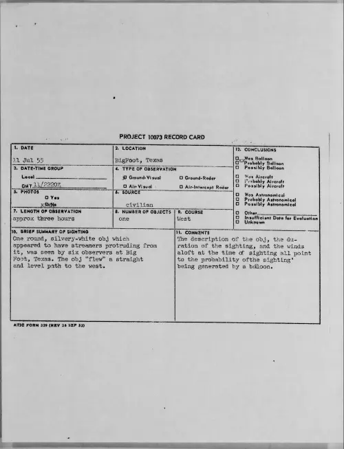 First page of 1955.07 - 6969080 - Bigfoot, Texas