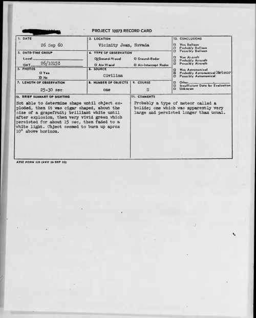 First page of 1960.09 - 8231390 - Vicinity Jean, Nevada