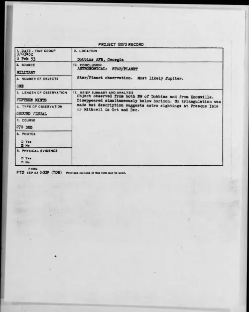 First page of 1953.02 - 9551455 - Dobbins AFB, Georgia