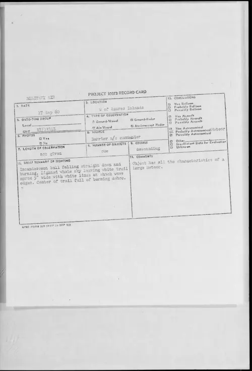 First page of 1960.09 - 8229365 - W of Azores Islands