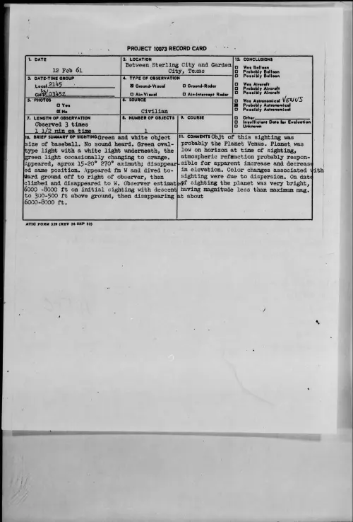First page of 1961.02 - 8634214 - Between Sterling City and Garden City, Texas