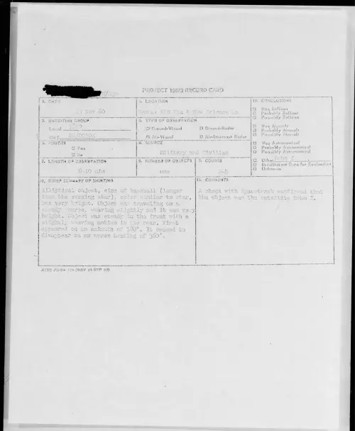 First page of 1960.11 - 8239057 - Tyndal AFB Fla and New Orleans, La