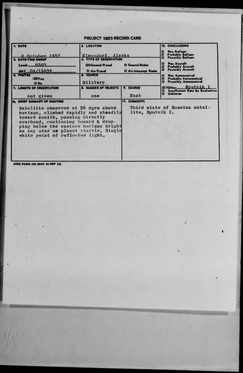 First page of 1957.10 - 6971081 - Elmendorf, Alaska