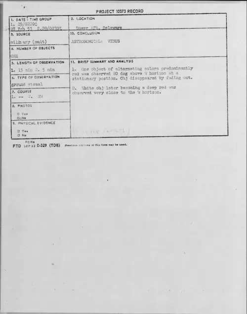 First page of 1953.02 - 9555859 - Dover AFB, Delaware