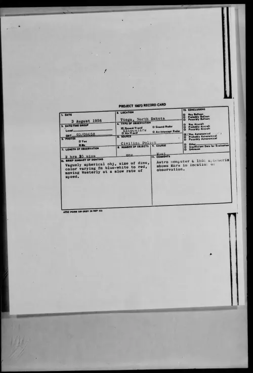 First page of 1958.08 - 8858926 - Tioga, North Dakota