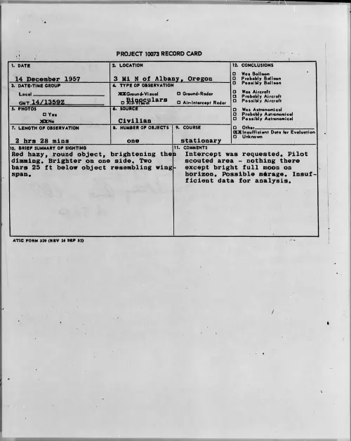 First page of 1957.12 - 6970641 - 3 Mi N of Albany, Oregon