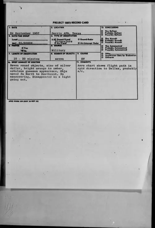 First page of 1957.09 - 6969006 - Perrin AFB, Texas