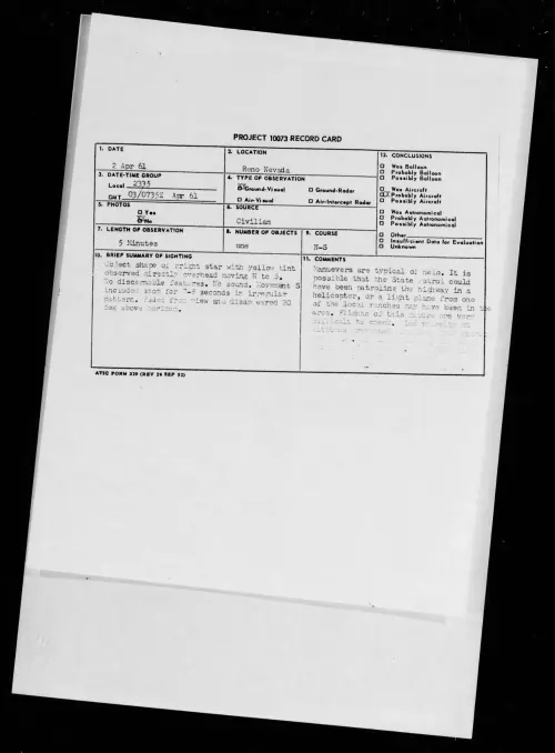 First page of 1961.04 - 8674830 - Reno Nevada