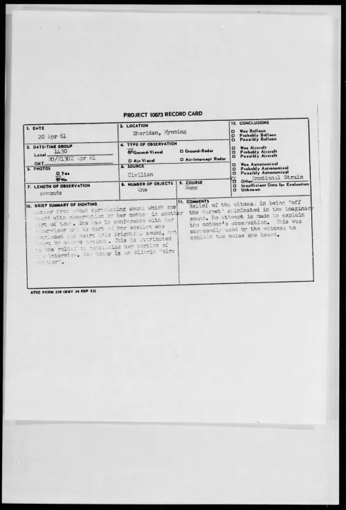 First page of 1961.04 - 8676815 - Sheridan, Wyoming