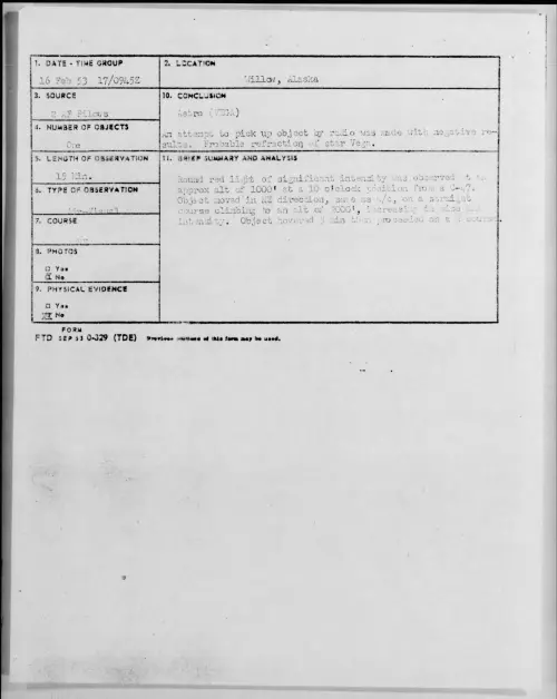 First page of 1953.02 - 9553637 - Willow, Alaska
