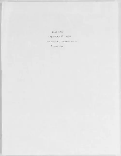 First page of 1958.09 - 6975144 - Southwick, Massachusetts (#6073)