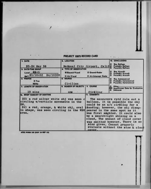First page of 1958.05 - 8842051 - National City Airport, Calif