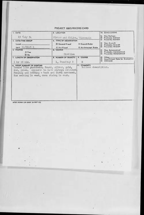 First page of 1954.07 - 8714938 - Winter and Obijwa, Wisconsin
