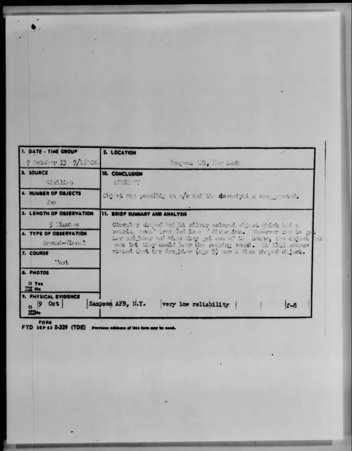 First page of 1953.10 - 6981104 - Sampson AFB, New York