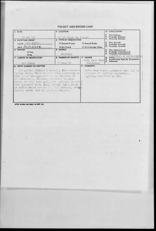 First page of 1959.07 - 8407491 - SE Of Cheju Do Island