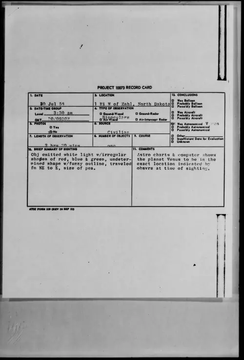 First page of 1958.07 - 8857300 - W of Zahl, North Dakota