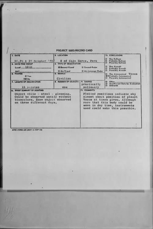 First page of 1957.10 - 7227942 - S of Caja Marca, Peru