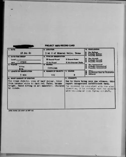 First page of 1960.07 - 7815289 - 3 Mi S of Mineral Wells, Texas