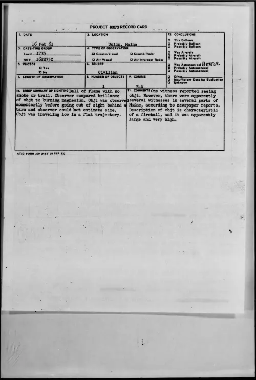 First page of 1961.02 - 8634537 - Union, Maine