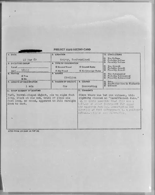 First page of 1960.03 - 6971454 - Codroy, Newfoundland