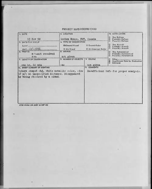 First page of 1959.11 - 6965448 - Indian House, NWT, Canada