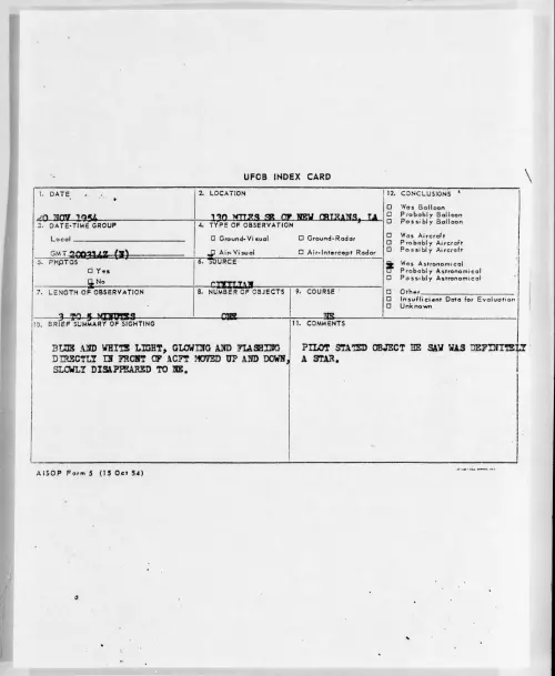 First page of 1954.11 - 6959843 - 70 MILES sw of WALKER AFB, N.M
