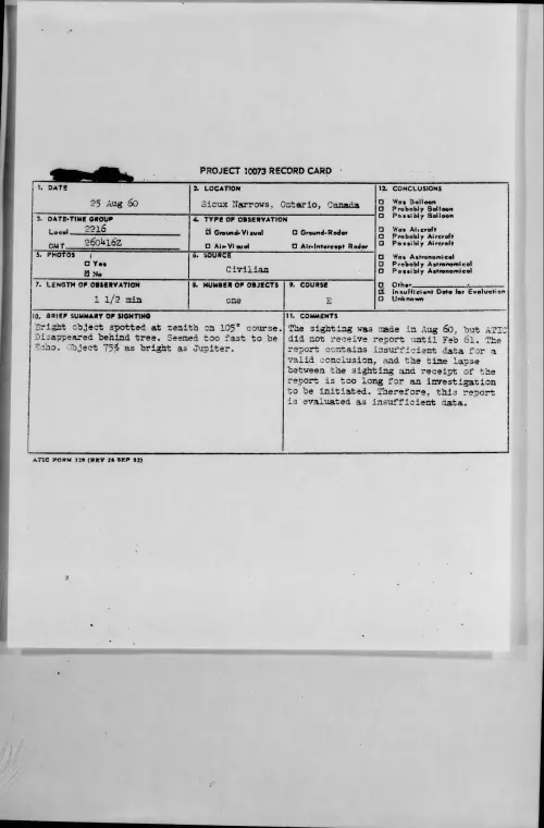 First page of 1960.08 - 7822094 - Sioux Narrows, Ontario, Canada