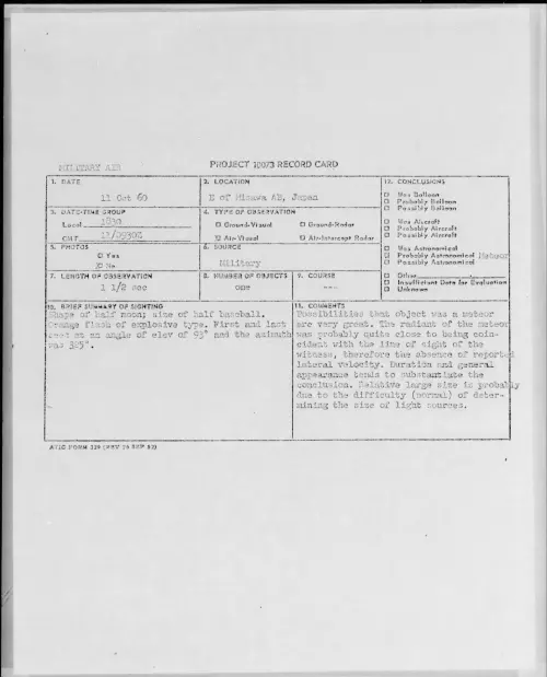 First page of 1960.10 - 8233932 - E of Misawa AB, Japan
