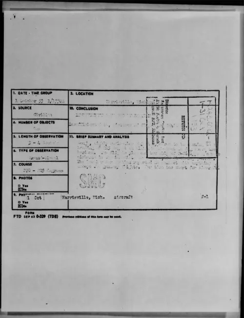 First page of 1953.10 - 6980801 - Harrisville, Michigan