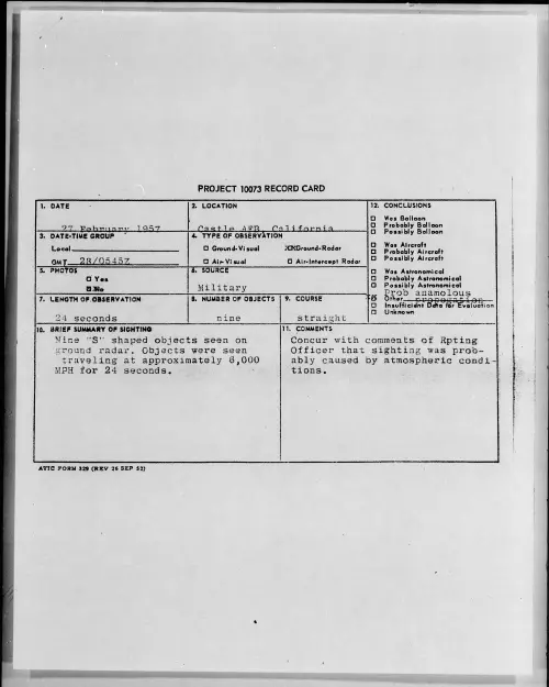 First page of 1957.02 - 6786866 - Castle AFB, California
