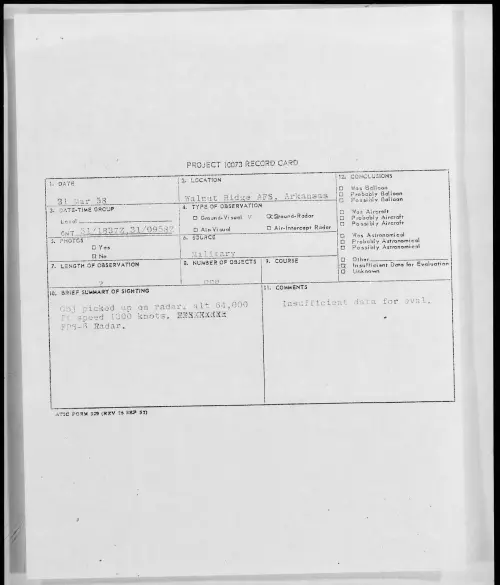 First page of 1958.03 - 6965610 - Walnut Ridge AFS, Arkansas