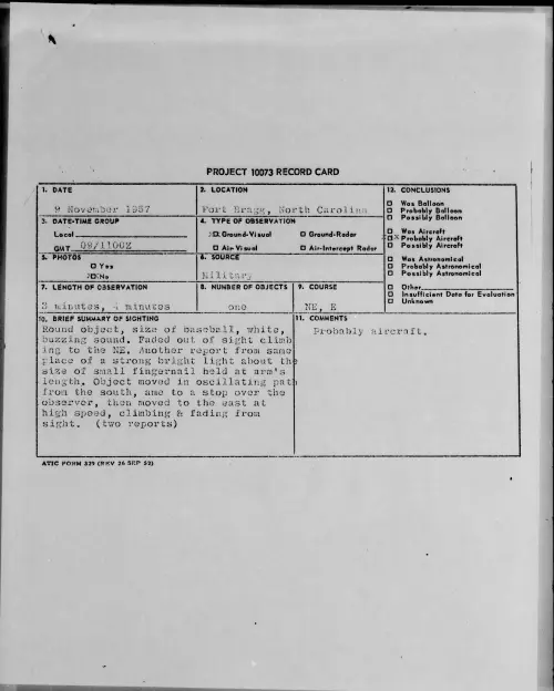 First page of 1957.11 - 6781960 - Fort Bragg, North Carolina