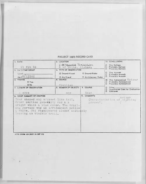 First page of 1958.02 - 6961032 - CHATTANOOGA, TENNESSEE E of Selma, Alabama