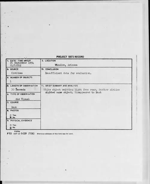 First page of 1954.09 - 8726891 - Winslow, Arizona