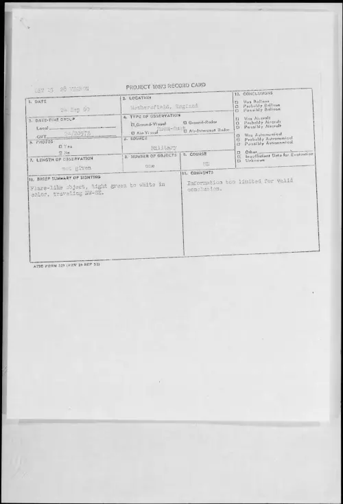 First page of 1960.09 - 8231061 - Wethersfield, England