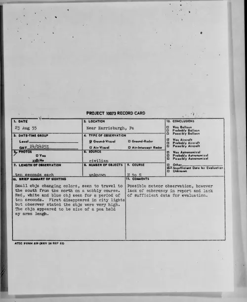 First page of 1955.08 - 6972241 - Near Harrisburgh, Pa