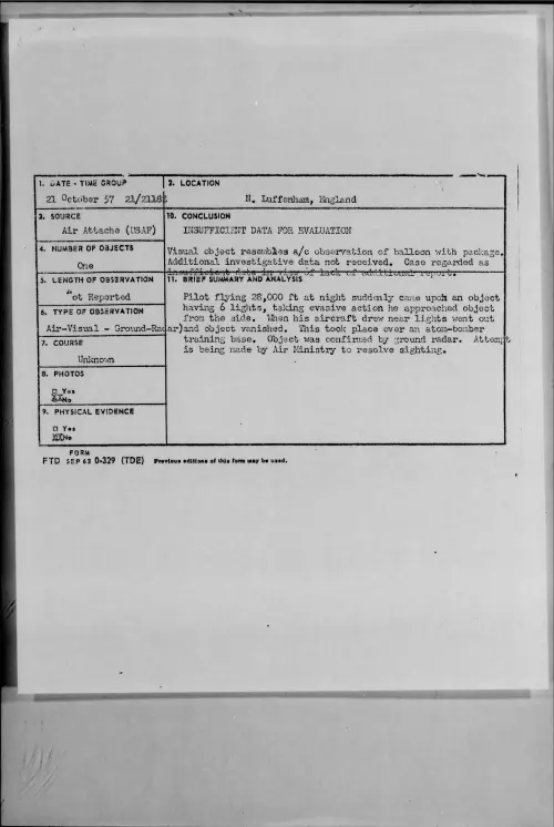 First page of 1957.10 - 6972968 - N. Luffenham, England