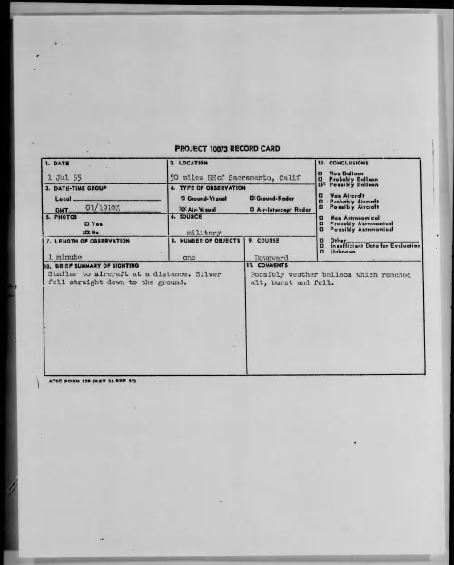 First page of 1955.07 - 6968030 - 50 miles SE of Sacramento, Calif