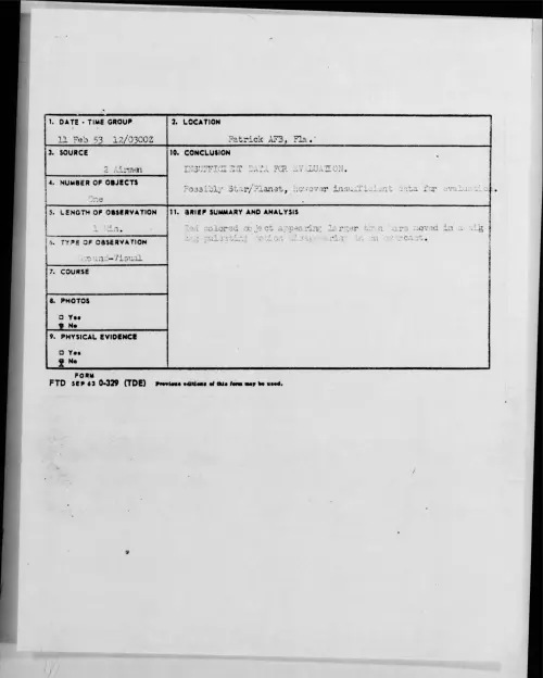 First page of 1953.02 - 9552558 - Patrick AFB, Fla