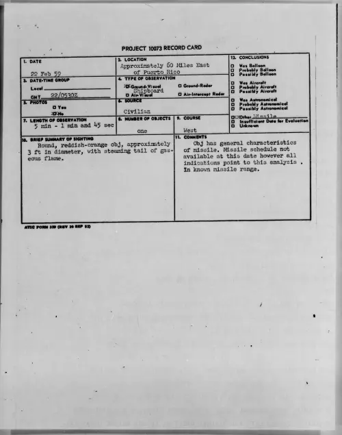 First page of 1959.02 - 9079133 - Approximately 60 Miles East of Puerto Rico
