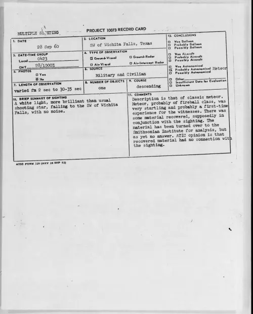 First page of 1960.09 - 8231777 - SW of Wichita Falls, Texas