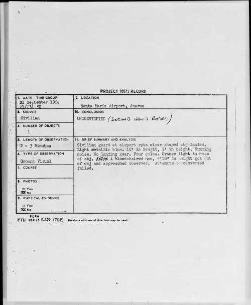 First page of 1954.09 - 8726899 - Santa Maria Airport, Azores