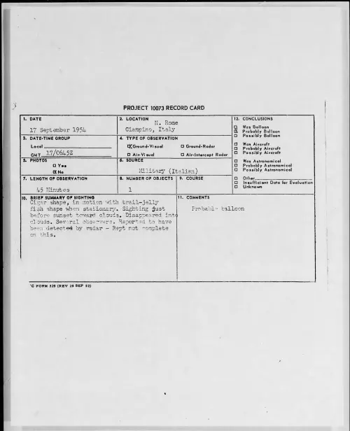 First page of 1954.09 - 8726711 - N. Rome Ciampino, Italy