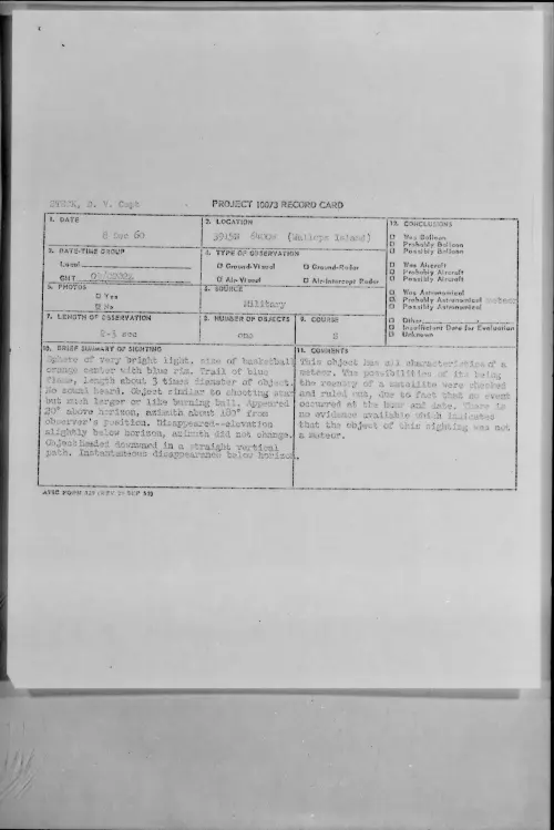 First page of 1960.12 - 8603877 - 3915N 6400W (Wallops Island)