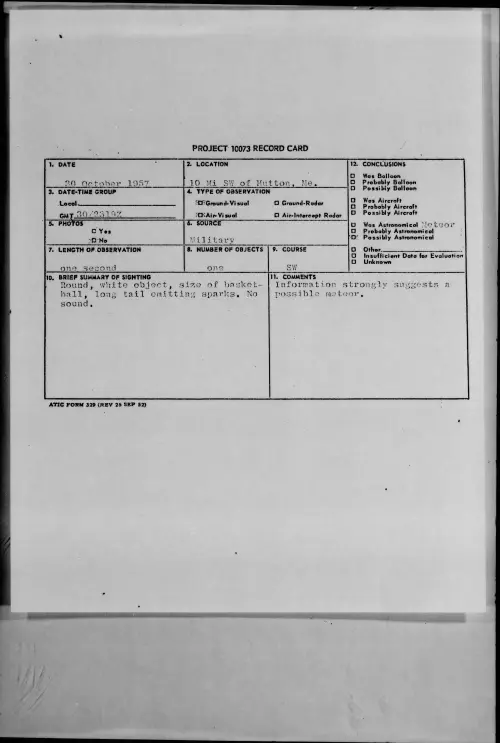 First page of 1957.10 - 7228434 - 10 Mi SW of Hutton, Me