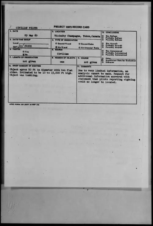 First page of 1960.05 - 7812868 - Vicinity Champagne, Yukon, Canada