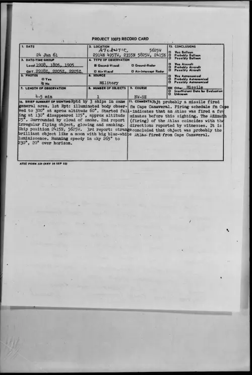 First page of 1961.01 - 8630253 - ATLANTIC 2914N 4957W, 2355N 5825W, 5625W 2415N
