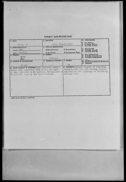 First page of 1961.07 - 8293865 - Kane, Pennsylvania