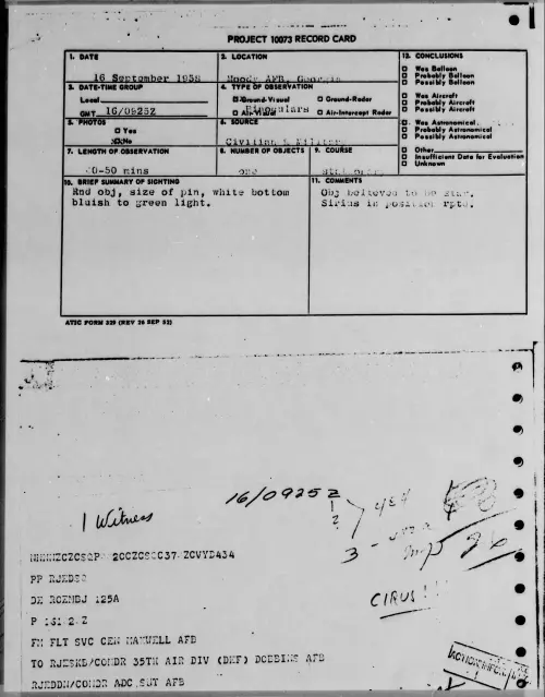 First page of 1958.09 - 8869336 - Moody AFB, Georgia
