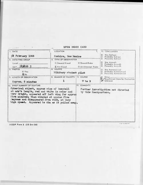 First page of 1955.02 - 6967459 - Cochise, Mew Mexico